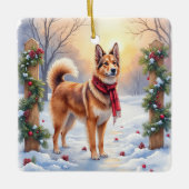 Watercolor Belgian Tervuren Garland Christmas セラミックオーナメント (正面)