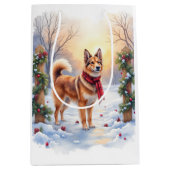 Watercolor Belgian Tervuren Garland Christmas ミディアムペーパーバッグ (正面)