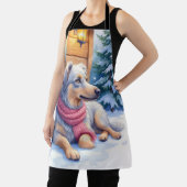 Watercolor Bergamasco Shepherd Cabin Christmas エプロン (インサイチュ)