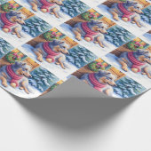 Watercolor Bergamasco Shepherd Cabin Christmas ラッピングペーパー (角)