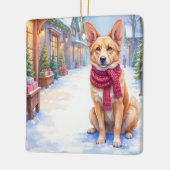 Watercolor Berger Picard Village Square Christmas  セラミックオーナメント (左)