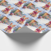 Watercolor Berger Picard Village Square Christmas  ラッピングペーパー (角)