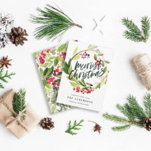 Watercolor Berries and Greenery Wreath Holiday