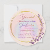 Watercolor Berries Circular Bridal Shower Invitati 招待状 (正面)