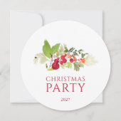 Watercolor Berry Branch Christmas Party 招待状 (正面)