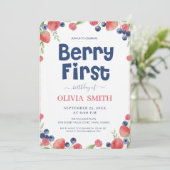 Watercolor Berry First Birthday 1st Birthday  招待状 (スタンド正面)