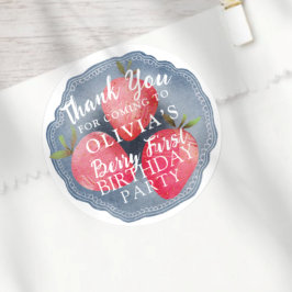 Watercolor Berry First Birthday Favor  ラウンドシール