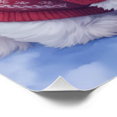 Watercolor Bichon Frise Festive Fountain Christmas ポスター (コーナー)