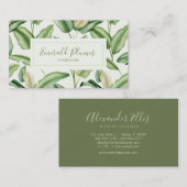 Watercolor Bird of Paradise Leaves Monogram  名刺 (正面/裏面)