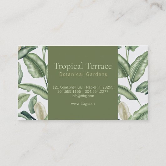 Watercolor Bird of Paradise Leaves Monogram  名刺 (裏面)