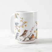 Watercolor Birds in Bloom コーヒーマグカップ (正面左)