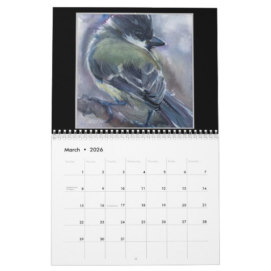 Watercolor Birds Wall Calendar 2026 カレンダー (3月 2026)