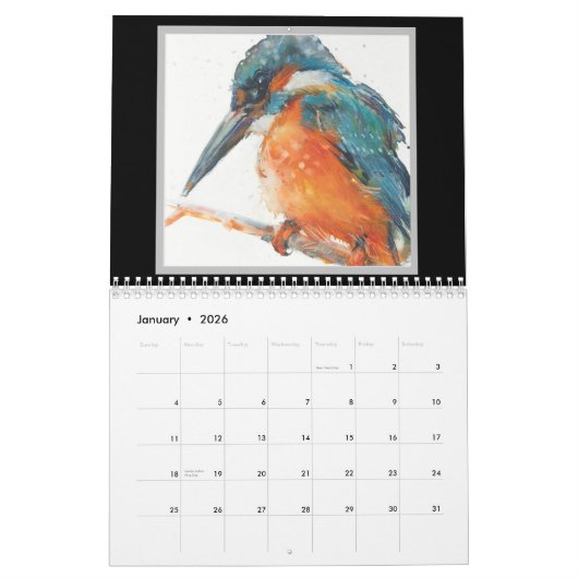 Watercolor Birds Wall Calendar 2026 カレンダー (1月 2026)