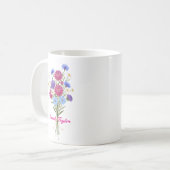 Watercolor Birth Flower Aster Custom コーヒーマグカップ (正面左)