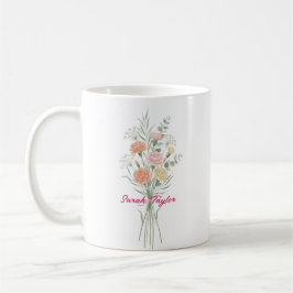 Watercolor Birth Flower Carnation Personalized Mug コーヒーマグカップ
