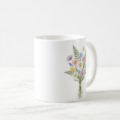 Watercolor Birth Flower Daisy Personalized Mug コーヒーマグカップ (正面右)