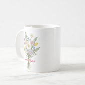 Watercolor Birth Flower Daisy Personalized Mug コーヒーマグカップ (正面左)
