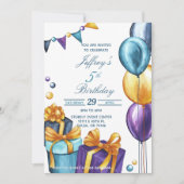 Watercolor birthday 招待状 (正面)