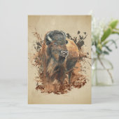 Watercolor Bison Buffalo Animal Wildlife Nature  カード (スタンド正面)
