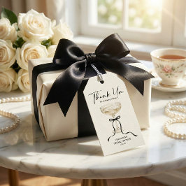Watercolor Black Bow Bridal Shower Thank You Favor ギフトタグ