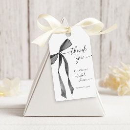 Watercolor Black Coquette Bow Bridal Shower ギフトタグ