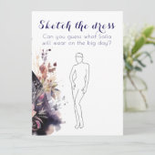 Watercolor black dress purple bridal shower game 招待状 (スタンド正面)