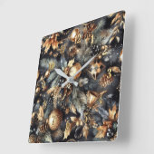 Watercolor Black Gold Christmas Motifs Holiday スクエア壁時計 (傾斜)
