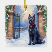 Watercolor Black Russian Terrier Iron Christmas セラミックオーナメント (正面)