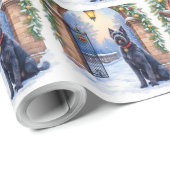 Watercolor Black Russian Terrier Iron Christmas ラッピングペーパー (ロールコーナー)