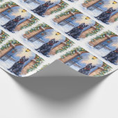 Watercolor Black Russian Terrier Iron Christmas ラッピングペーパー (角)