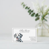 Watercolor Black & White Dalmatian Dog Walking 名刺 (スタンド正面)
