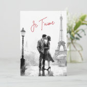 Watercolor Black White Paris Je T'aime Valentine's シーズンカード (スタンド正面)