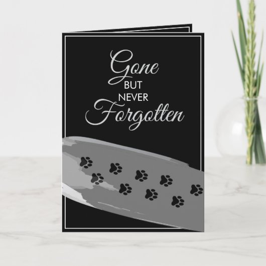 Watercolor Black & White Paw Photo Pet Sympathy カード (正面)