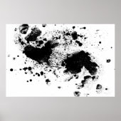 Watercolor Black'n'White Paint Splatter Poster ポスター (正面)