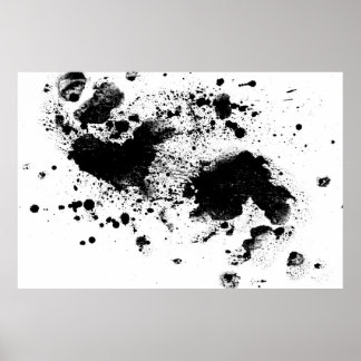 Watercolor Black'n'White Paint Splatter Poster ポスター