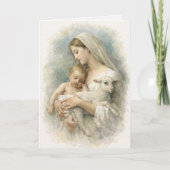 Watercolor  Blessed Virgin Mary Jesus Lamb カード (正面)