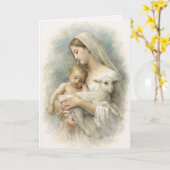 Watercolor  Blessed Virgin Mary Jesus Lamb カード (黄色い花)