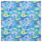 "Watercolor Bleu and Pink Fish Underwater Seamless ファブリック (見本)