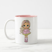 Watercolor Blonde Girl Any Name ツートーンマグカップ (左)