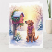 Watercolor Bloodhound Country Mailbox Christmas カード (正面)