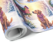 Watercolor Bloodhound Country Mailbox Christmas ラッピングペーパー (ロールコーナー)