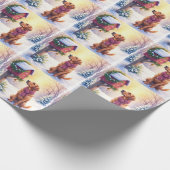 Watercolor Bloodhound Country Mailbox Christmas ラッピングペーパー (角)