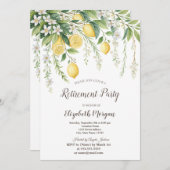 Watercolor Blooming Lemons Retirement  招待状 (正面/裏面)