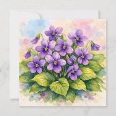 Watercolor Blooming Purple Violets  カード (正面)