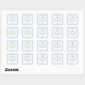 Watercolor Blue 1st Birthday Monogram Crest Gift スクエアシール (シート)