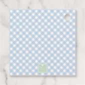 Watercolor Blue 1st Birthday Monogram Crest Gift フェイバータグ (裏面)