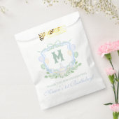 Watercolor Blue 1st Birthday Monogram Crest Gift フェイバーバッグ (封をした状態)
