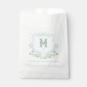 Watercolor Blue 1st Birthday Monogram Crest Gift フェイバーバッグ (正面)