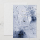 Watercolor Blue Aesthetic Chic Wedding Invitation 招待状 (正面/裏面)