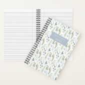 Watercolor Blue and Green Leaves Spiral Notebook ノートブック (内側)